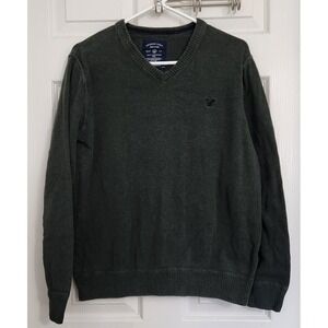 American Eagle Outfitters Men's V-Neck Long Sleeve Sweater Dark Green Size L B16